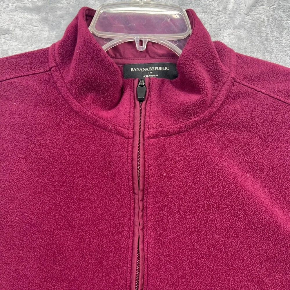 Banana Republic Fleece Pullover Mens L Burgundy Ultrawarm Quarter Zip 386851-02